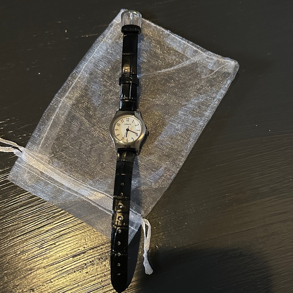 Timer Carriage Quartz White Dial Ladies Watch